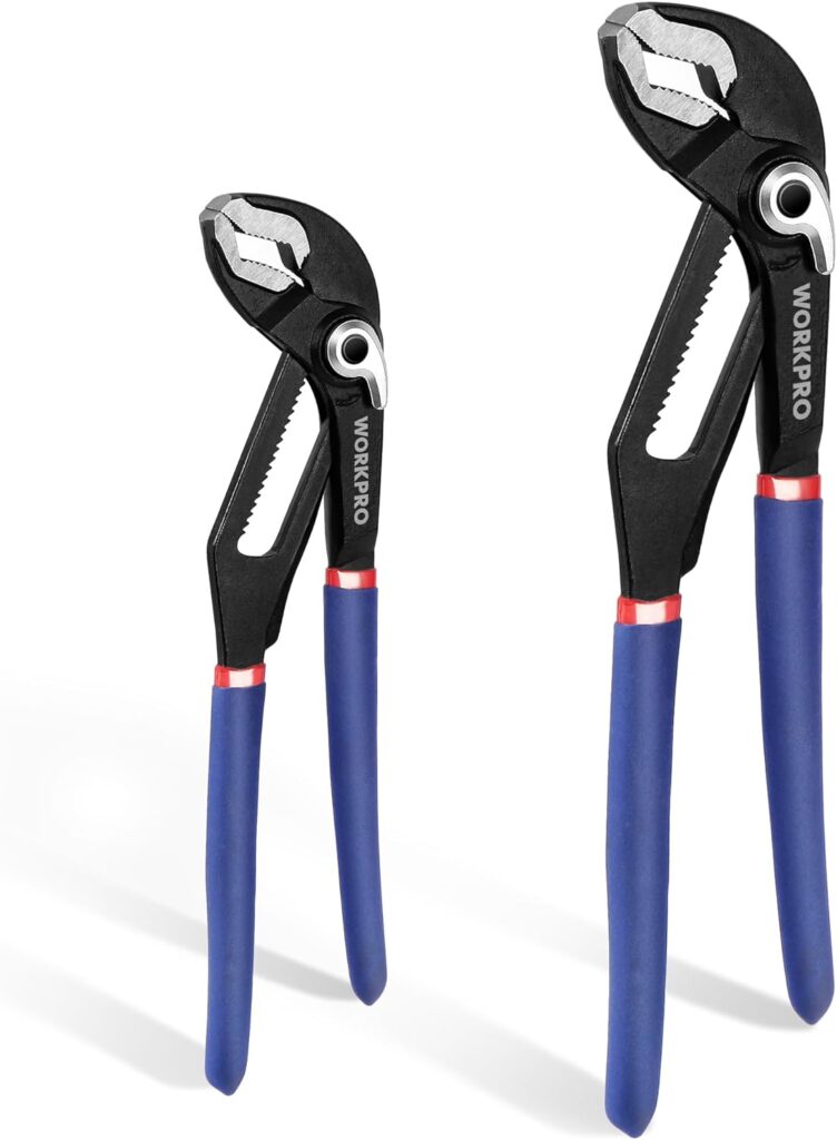 WORKPRO 2-Piece Set of 2 Adjustable Power Strip Pliers 200 and 250 mm