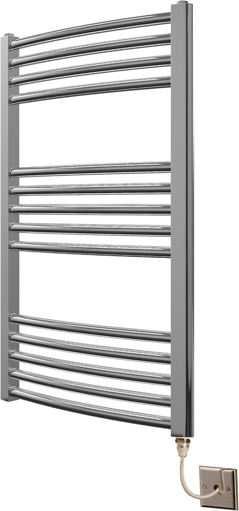 Greenedhouse Electric Chrome 500W x 800H Curved Towel Rail